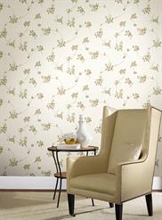 White and Beige Classical Scroll Wallpaper