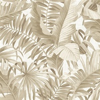 Alfresco Taupe Palm Leaf Wallpaper