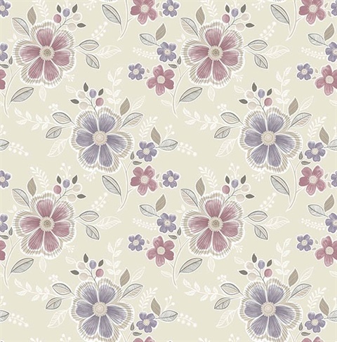Chloe Purple Floral Wallpaper