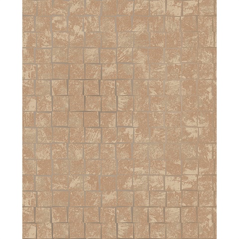 Cubist Copper Geometric Wallpaper
