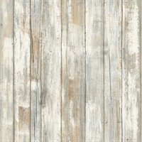 Distressed Wood Tan P & S Wallpaper