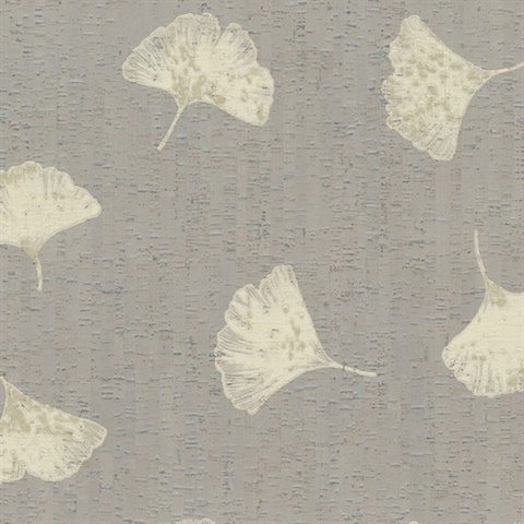LC7124 | Ginko | Silver and Cream Natural Cork Wallpaper