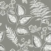 Grey Foliage Peel & Stick Wallpaper