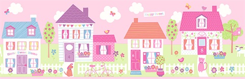 Happy Street Village Pink Border