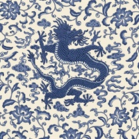 Indigo Chi&#39;en Dragon Scalamandre Self Adhesive Wallpaper