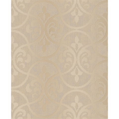 Interlude Taupe Ogee Wallpaper