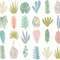 Leaf Boogie Pastel Tropical Mix Wallpaper