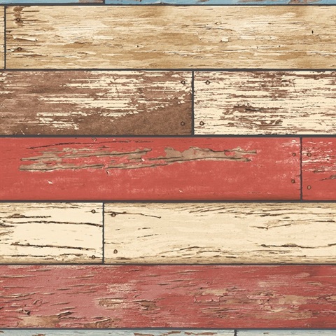 Levi Red Scrap Wood Wallpaper
