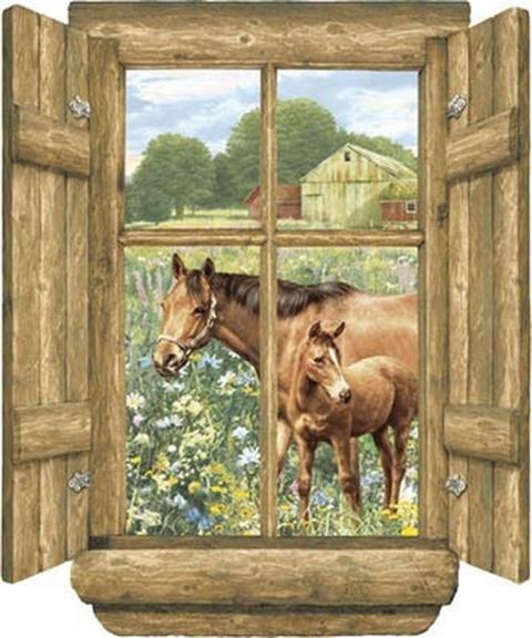Log Window - Horses