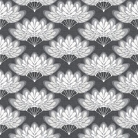 Lotus Charcoal Floral Fans Wallpaper