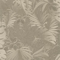 Metallic Jungle Leaves Wallpaper