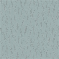 Smokey Blue & Silver Sprigs Wallpaper