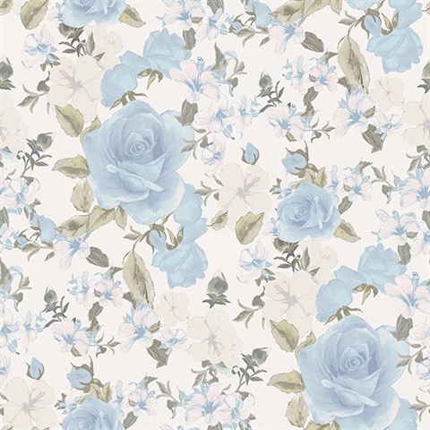 blue and white rose wallpaper