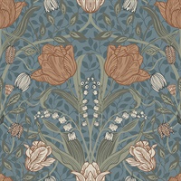 Tulipa Blue Floral Wallpaper