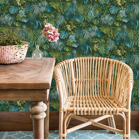 Luana Blue Tropical Forest Wallpaper