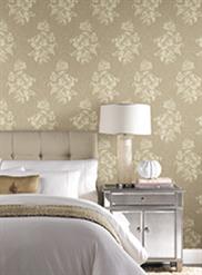 Brown and Off White Damask