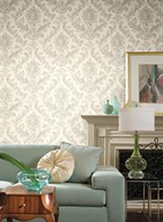 Blue and Gray Painterly Damask