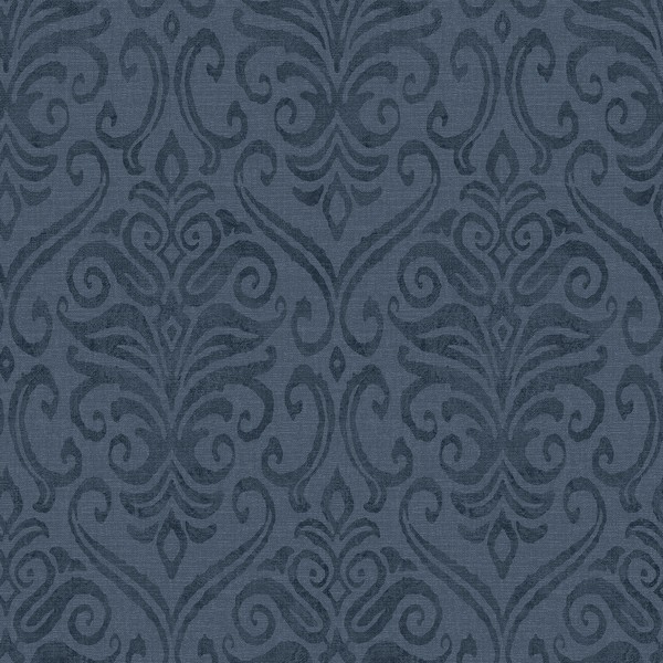 Adavu Blue Damask Wallpaper