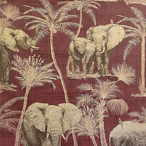 Adelia Maroon Elephant Grove Wallpaper