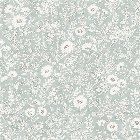 Agathon Seafoam Floral Wallpaper