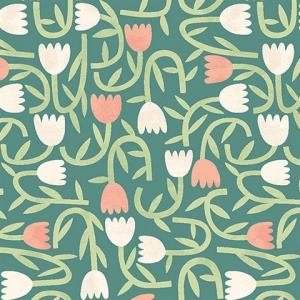Aino Green Tiny Tulip Wallpaper