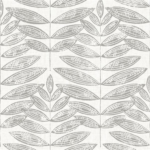 Akira Grey Leaf Wallpaper