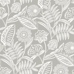 Alma Light Grey Tropical Floral Wallpaper