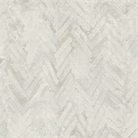 Amesemi Off-White Distressed Herringbone Wallpaper