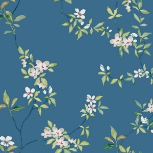April Blossom Navy Wallpaper