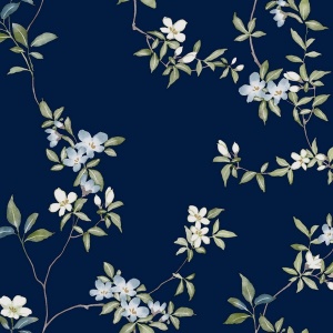 April Blossom Navy Wallpaper