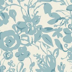 Aqua Brushstroke Floral Wallpaper