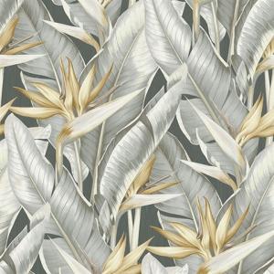 Arcadia Grey Banana Leaf Wallpaper