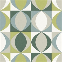 Archer Green Linen Geometric Wallpaper
