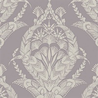 Arlie Lavender Botanical Damask Wallpaper