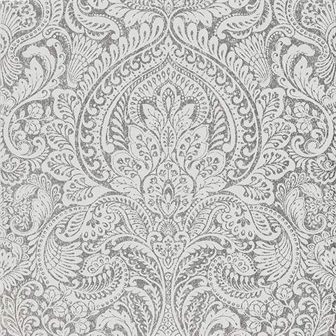 Artemis Silver Floral Damask Wallpaper