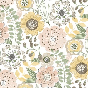 Artistic Bouquet Ochre & Ocean Wallpaper