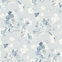 Azalea Light Blue Floral Branches Wallpaper