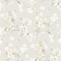 Azalea Neutral Floral Branches Wallpaper