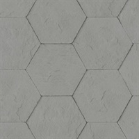 Bascom Dark Grey Stone Hexagon Wallpaper