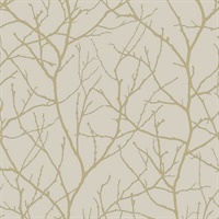 Beige & Gold Trees Silhouette Wallpaper