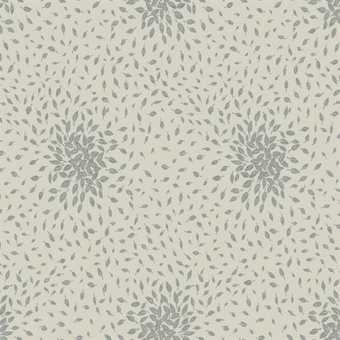 Beige & Silver Petite Leaves Wallpaper