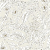 Beige & Taupe Orchid Conservatory Toile Wallpaper