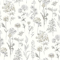 Bergamot Light Grey Wildflower Wallpaper