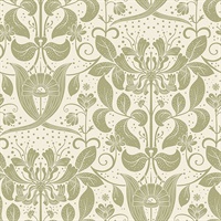 Berit Olive Floral Crest Wallpaper