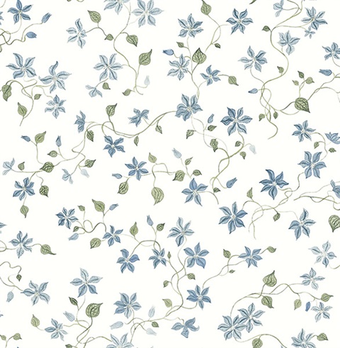 Betsy Blue Heather Floral Trail Wallpaper