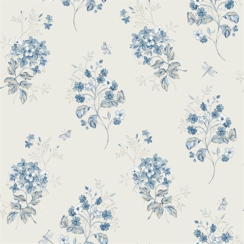 Keighley Light Blue Floral Wallpaper