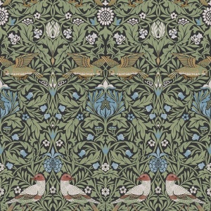 Bird Multicolor Floral Thicket Wallpaper