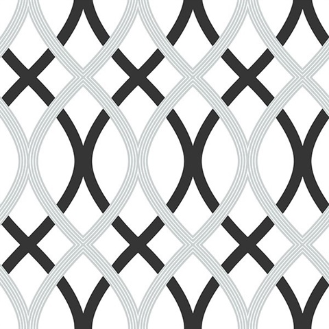 Black and Silver Lattice Peel & Stick Wallpaper