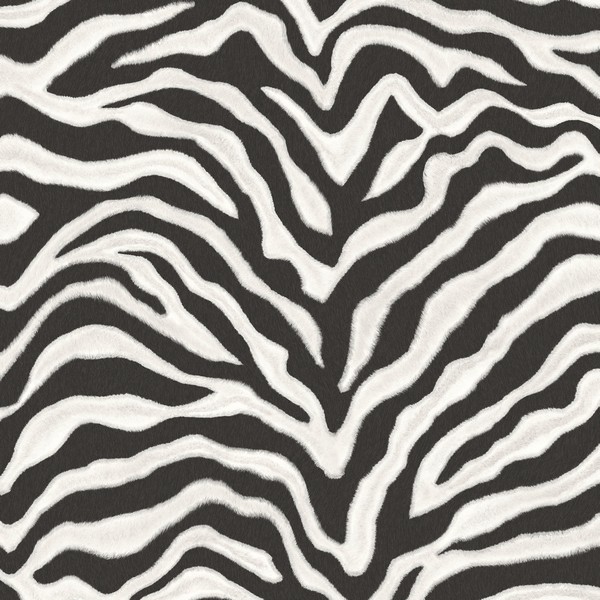 Zebra Print Wallpaper in Black and White