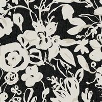 Black Brushstroke Floral Wallpaper